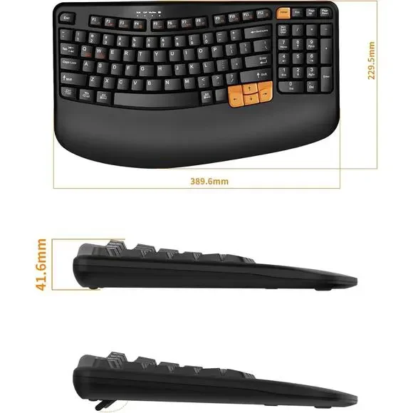 RECCAZR Ergonomic Wireless Keyboard with Wrist Rest, Wave Keys for Comfortable N - Picture 7 of 7